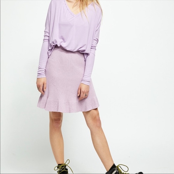 Free People Dresses & Skirts - Free People Sweater Skirt Solid Gold in New Orchid NWT